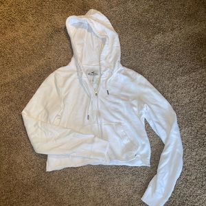 Hollister cropped jacket size small white